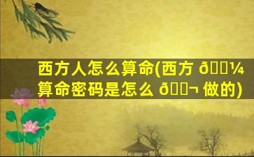 西方人怎么算命(西方 🐼 算命密码是怎么 🐬 做的)